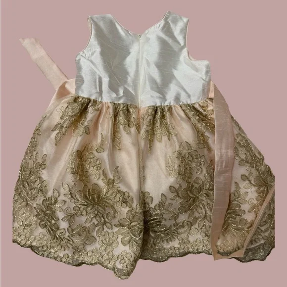 Jane Copeland Girl’s Dress Pink and Gold and Cream 3T - Picture 3 of 8